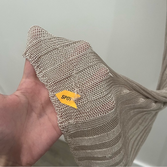 2 pc SET- NWT Danielle Guizio Slinky Rib Knit Tank Top and Skirt Beige Sheer S - Picture 10 of 12